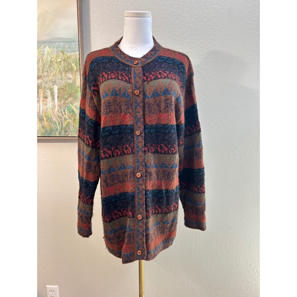 The Alpaca Connection Alpaca Wool Cardigan L Southwestern Aztec Vintage Size L